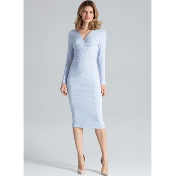 Oblečení a móda Modré pletené šaty M637 Light Blue Velikost: XL