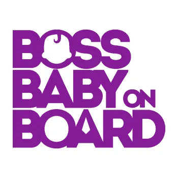 Polep vozidla SAMOLEPKA Boss baby on board (14 - fialová) NA AUTO, NÁLEPKA, FÓLIE, POLEP, TUNING, VLASTNÍ TEXT, TISK, AUTOSAMOLEPKY.cz, POLEPY, OBRÁZEK, LOGO, SAMOLEPKY