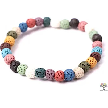 Náramek Magieprirody.cz Náramek Láva MIX - 6 mm kuličky #20 - z přírodních kamenů - dobarven