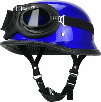 Helma na motorku Awina ReTR-GERM-Mo-s lesklá modrá + brýle