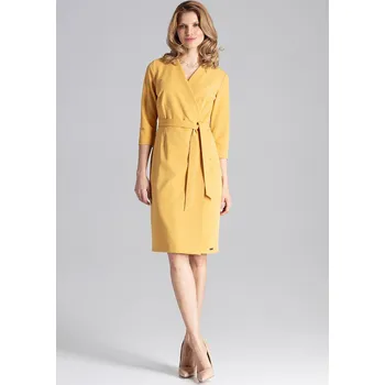Dámské šaty Hořčicové šaty s páskem M654 Velikost: M