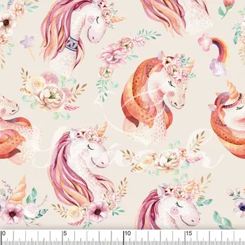 Zakázkový tisk, softshell, kočárkovina... Boho jednorožci Látky k tisku: Microfirba
