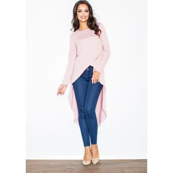 Dámská tunika Růžová dlouhá asymetrická tunika M412 Pink Velikost: XL