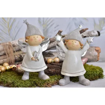 Vánoční dekorace Anděl Fabián krém balení 2 ks, 22x15x7 cm, mix druhů