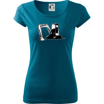 Dámské tričko Bagr bez nápisu černobílý - Dámské triko Pure - XL ( Petrolejová )