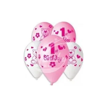 Zábavní pyrotechnika Kulatý potisk 1 rok - růžový (4ks)