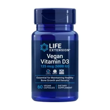 Life Extension Vegan Vitamin D3 Doplněk stravy s obsahem vitaminu D3 60 ks, vegetariánská kapsle, 125 µg