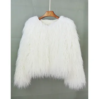 Boho kožich bunda kožešinová s dlouhým rukávem Barva: Bílá, Velikost: 5XL