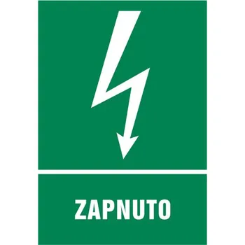 Značka Zapnuto, samolepicí fólie, 105 × 148 mm