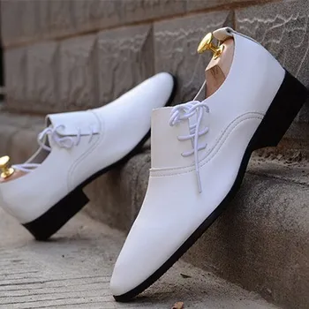 Pánské polobotky Pánské elegantní polobotky s bočním šněrováním MaFen Barva: Bílá, Velikost: 39