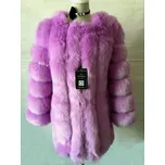 Dlhý kožuch s okrúhlym výstrihom bunda kožušinová Barva: Fialová, Velikost: S