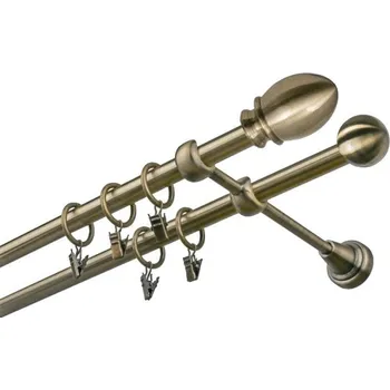 Garnýž kovová 210 cm dvouřadá - dvojitá 19 Beluno mosaz