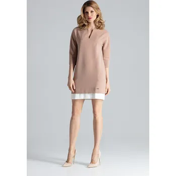 Dámské šaty Pudrové šaty s bílým lemováním M333 Velikost: L