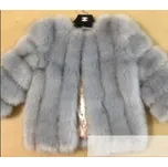 Dámská plyšová bunda kožich krátký prošívaný Barva: Šedá, Velikost: S