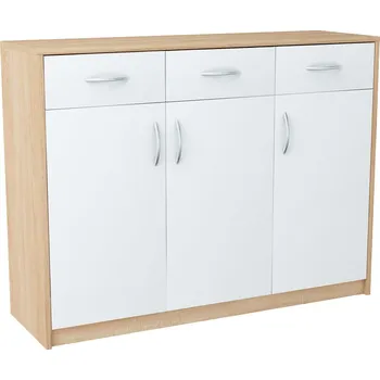 Šatní skříň Komoda JULIUS K13D3S dub sonoma/bílá