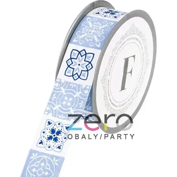 Stuha Stuha tkaná 3,5 cm x 5 m - bílo-modrý tisk II