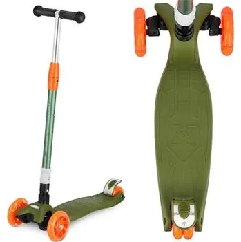 Koloběžka Spokey PLIER PRO Skládací tříkolka dětská se svítícími kolečky, khaki