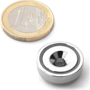Dekorativní magnet SOLLAU Neodymová magnetická čočka se středovou dírou a sražením 20x4,5x7 mm