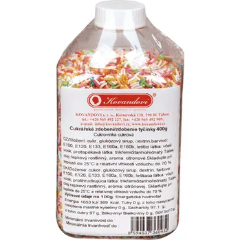 Jedlá dekorace na dort Kovandovi s.r.o. Kovandovi Cukrový posyp - tyčinky 1x400g