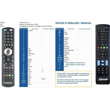 Dálkový ovladač General XTREND ET-7000 - náhradní dálkový ovladač