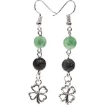 Milujeme Kameny Jaspis kambaba + avanturín zelený s přívěskem čtyřlístku - náušnice 223833