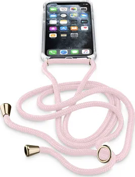 Pouzdro na mobilní telefon Cellularline Neck Case pro Apple iPhone 11 Pro Max čiré/růžová šňůrka