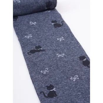 YO Silonky punčocháče punčochy mikrovlákno RA75 tm. šedé grafit s kočkami 40 DEN velikost oblečení - děti: 152/158