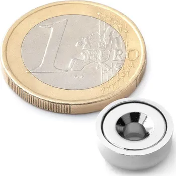 Dekorativní magnet SOLLAU Neodymová magnetická čočka se středovou dírou a sražením 12x3,5x5 mm