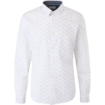 Pánské tričko s.Oliver pánská košile se vzorem slim fit dlouhý rukáv bílá Velikost: 3XL