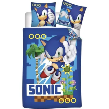 Povlečení Aymax Ježek Sonic modré 140 x 200, 63 x 63 cm