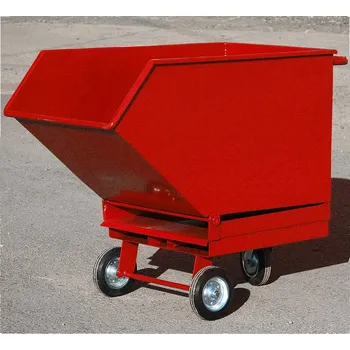 Plošinový vozík Lehký výklopný přepravník pro průmyslové odpady, základní provedení se zajížděcími kapsami, objem 250 l, barva červená RAL3000