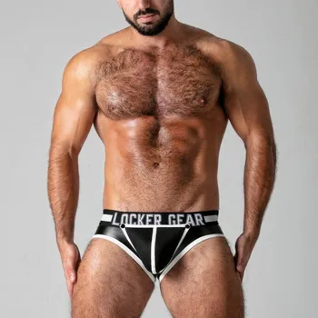 Pánské erotické prádlo Slipy Locker Gear LK0522 Full Access Brief bílé XL, pánské slipy se zipem vzadu