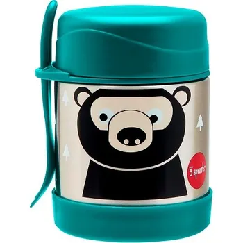 Termoska 3 SPROUTS termoska na jídlo + vidlička STAINLESS STEEL Bear Teal