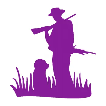 Polep vozidla SAMOLEPKA Myslivec 006 levá (14 - fialová) NA AUTO, NÁLEPKA, FÓLIE, POLEP, TUNING, VLASTNÍ TEXT, TISK, AUTOSAMOLEPKY.cz, POLEPY, OBRÁZEK, LOGO, SAMOLEPKY