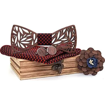 Motýlek SET Dřevěný motýlek Lewis červený Červená