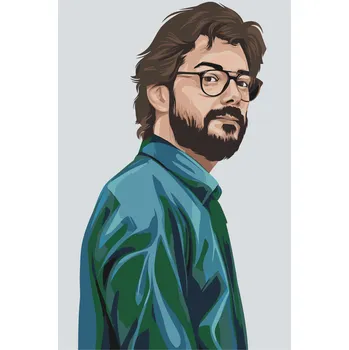 Malování podle čísel - Money Heist Professor Álvaro Morte Velikost: 40x60cm, Rámování: Pouze srolované plátno