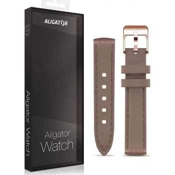 Řemínek na hodinky Řemínek kožený ALIGATOR 16mm, cappuccino