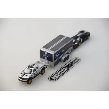 autíčko Ford Raptor 2010 + Ford GT Heritage 2017 + Car Trailer (sběratelský model, určeno pouze k vystavení)