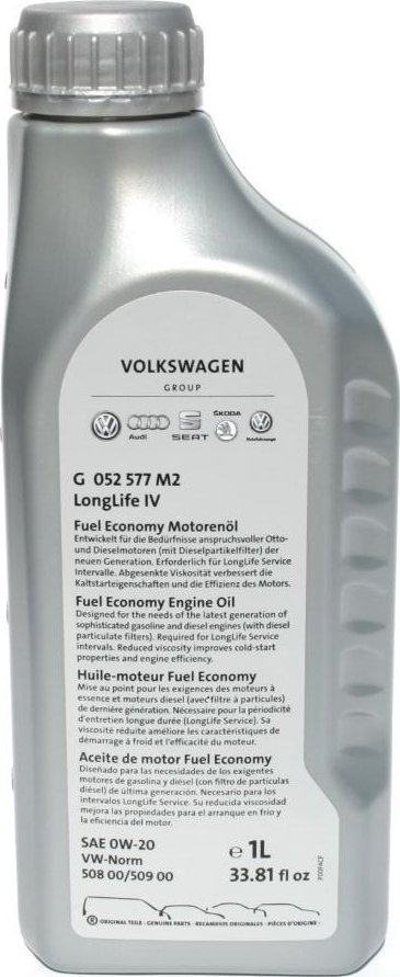 Volkswagen autodoplňky Motorový olej VAG SAE 0W-20 Longlife IV, originál Volkswagen, 1 litr