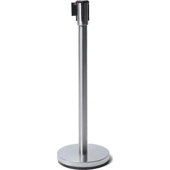 Plotový sloupek Zahrazovací sloupek ECONOMY se samonavijecím pásem, 2,5 m, chrom, černý