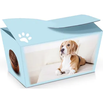 Bonboniéra Selllot, s.r.o., K Hájům 34, 155 00 Praha 5 - Vyrobeno v Itálii Minibonboniéra s kakaovými pralinkami - Pes 28g,