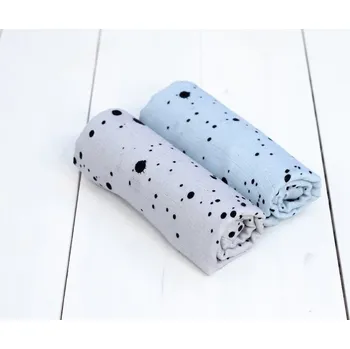 látková plena Sleepee Mušelínové bambusové plenky big nappies 2ks šedá/modrá