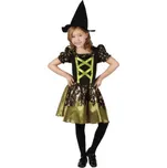 _Ostatní 1_ KARNEVAL Šaty čarodějka černozlatá vel. M (120-130cm) 5-9 let *KOSTÝM*