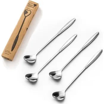 Žertovný předmět Nerezové originiální koktejlové lžičky 4ks - SRDÍČKO