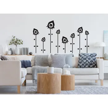 Samolepící dekorace Moderní květiny samolepky na zeď 47 x 27 cm