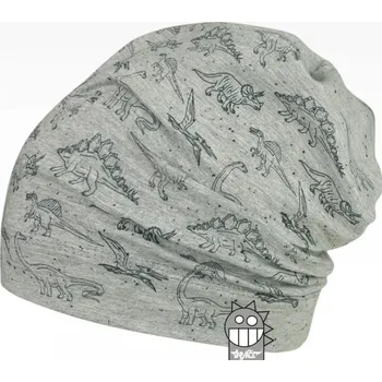 Čepice čepice Dráče POLO 31 šedá s dinosaury převis homeless velikost čepic: 54-56cm (7-14 let, RDX vel. 6)