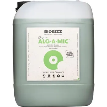 Hnojivo BioBizz Alg-A-Mic 20L, bio stimulátor (Alg-A-Mic je revitalizační produkt. Obsahuje koncentrát z mořských řas lisovaných za studena, proto zajišťuje celou řadu mikroživin, vitamínů, aminokyselin a hormonů rostlinného původu, a tak podporuje jejich vitalit