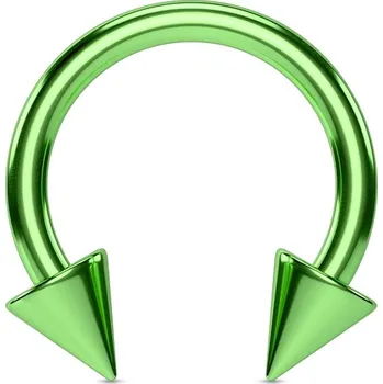 Piercing Šperky4U Podkova zelená s hroty - PV01004G-121044