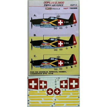 Plastikový model KORA Models 1/72 Decals Doflug D.3800 Swiss Air Force Part 3