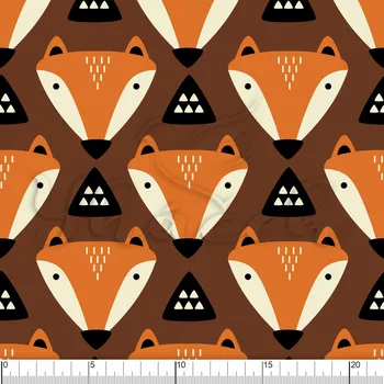 Zakázkový tisk, softshell, kočárkovina... Lišky na hnědé Látky k tisku: Kočárkovina